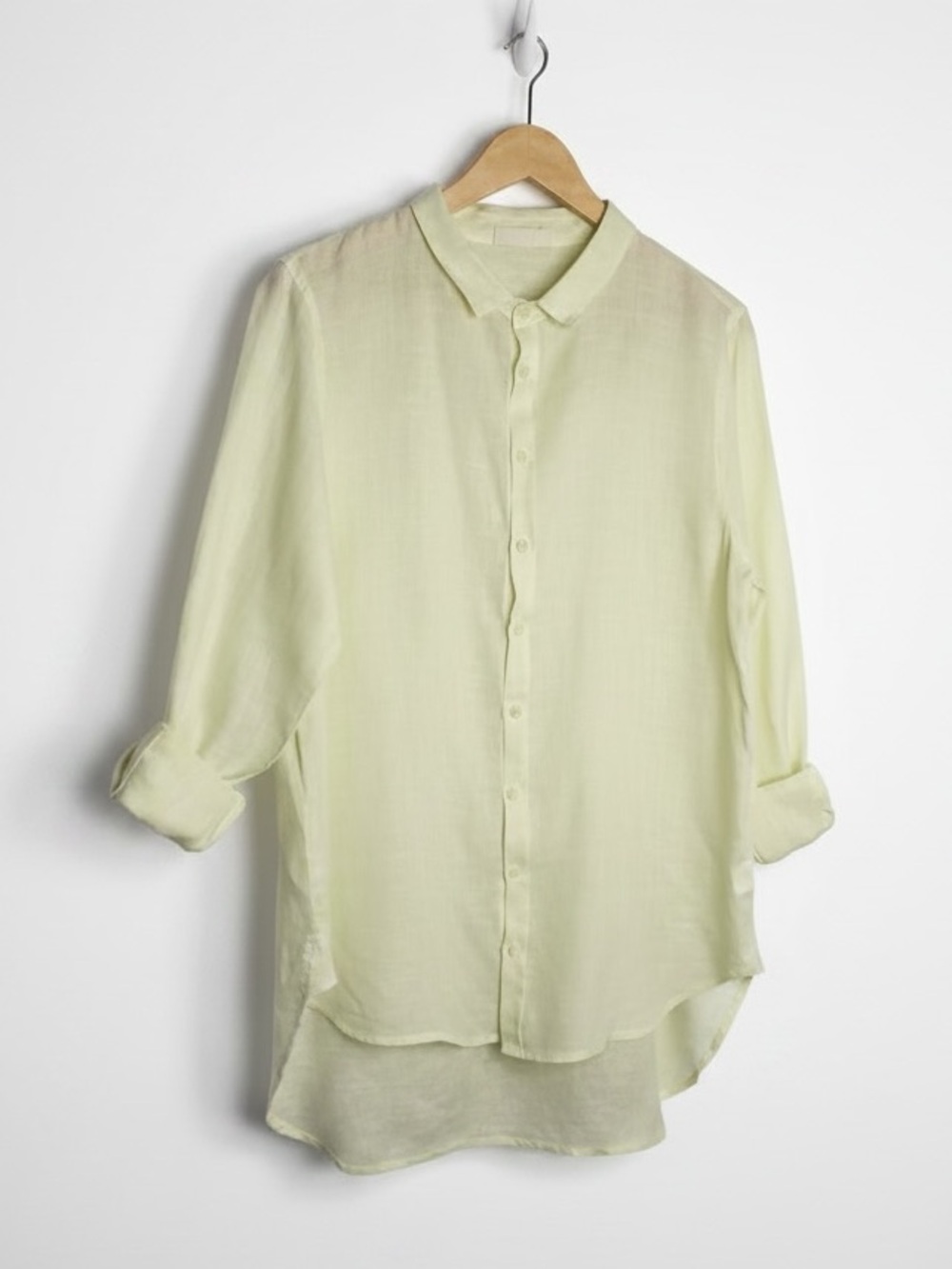 Cp Shades High Low Linen Button Front Too Yellow